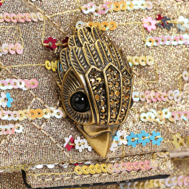 Kurt Geiger mujer london lurex mediano kensington 2LPR52 | bolsas combinación de oro